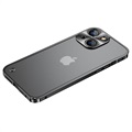 Bumper en Métal iPhone 13 Mini avec Dos en Verre Trempé - Noir