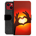 Étui Portefeuille Premium iPhone 13 Mini - Silhouette de Coeur
