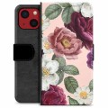 Étui Portefeuille Premium iPhone 13 Mini - Fleurs Romantiques