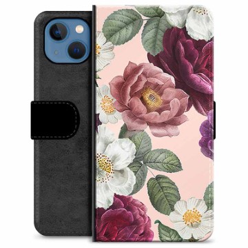 Étui Portefeuille Premium iPhone 13 - Fleurs Romantiques