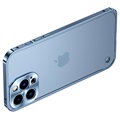 Bumper en Métal iPhone 13 Pro Max avec Dos en Verre Trempé - Bleu
