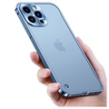 Bumper en Métal iPhone 13 Pro Max avec Dos en Verre Trempé - Bleu