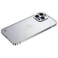 Bumper en Métal iPhone 13 Pro Max avec Dos en Verre Trempé - Argenté