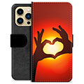 Étui Portefeuille Premium iPhone 13 Pro Max - Silhouette de Coeur