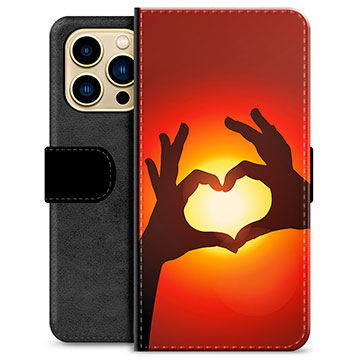 Étui Portefeuille Premium iPhone 13 Pro Max - Silhouette de Coeur