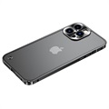 Bumper en Métal iPhone 13 Pro avec Dos en Verre Trempé - Noir