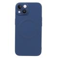 Housse silicone pour iPhone 13 avec protection de l'appareil photo - Compatible MagSafe - Bleu foncé