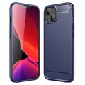 Coque iPhone 14 en TPU Brossé - Fibre de Carbone - Bleue