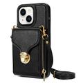 Coque tout-en-un iPhone 14 Plus avec portefeuille et dragonne - Noire