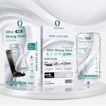 Protection d\'écran iPhone 14 Plus/13 Pro Max en verre trempé HD avec outil de dépoussiérage automatique - 9H