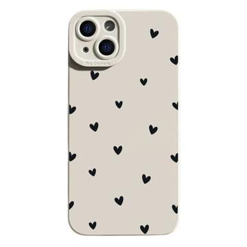 Coque fine iPhone 14 Plus en TPU avec motif cœur - Blanche / Noire