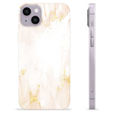 Coque iPhone 14 Plus en TPU - Marbre Perle Dorée