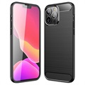 Coque iPhone 14 Pro Max en TPU Brossé - Fibre de Carbone - Noire