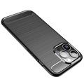 Coque iPhone 14 Pro Max en TPU Brossé - Fibre de Carbone - Noire