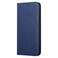 Étui Portefeuille iPhone 14 Pro Max - Fibre de Carbone - Bleu