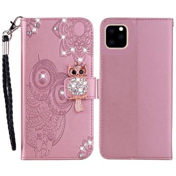 Etui iPhone 14 Pro Owl Rhinestone - Rose Doré