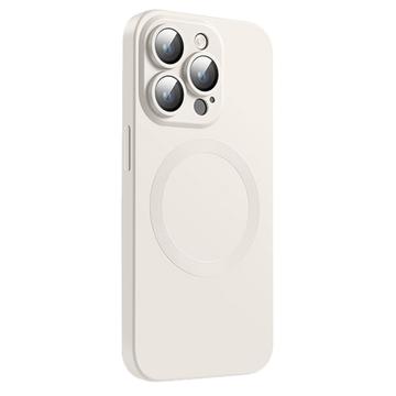 Housse silicone pour iPhone 14 Pro avec protection de l\'appareil photo - Compatible MagSafe - Blanc