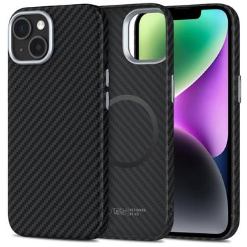 Coque plastique iPhone 14 Tech-Protect Ion Carbon - Compatible MagSafe - Noire / Argente
