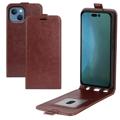 Étui à Rabat iPhone 14 Vertical avec Porte-Cartes - Marron