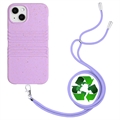 Coque Biodégradable iPhone 14 avec Lanière Série String - Violete