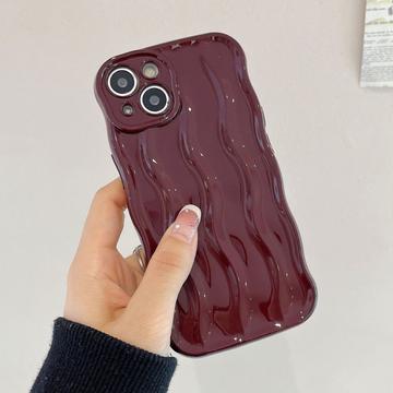 Coque 3D Linear Wavy pour iPhone 15 - Rouge vin