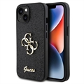 Coque iPhone 15 Guess Fixed Glitter 4G Metal Logo - Noire