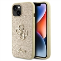 Coque iPhone 15 Guess Fixed Glitter 4G Metal Logo - Doré