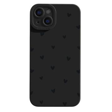 Coque fine iPhone 15 en TPU avec motif cœur - Noire