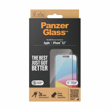 Protecteur d\'Écran iPhone 15 PanzerGlass Ultra-Wide Fit EasyAligner - Bord Noir
