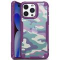 Coque Hybride iPhone 15 Plus Antichoc - Camouflage - Violet