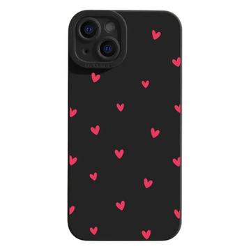 Coque fine iPhone 15 Plus en TPU avec motif cœur - Noire / Rouge