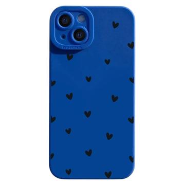 Coque fine iPhone 15 Plus en TPU avec motif cœur - Bleue / Noire