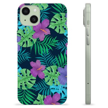 Coque iPhone 15 Plus en TPU - Fleurs Tropicales