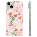 Coque iPhone 15 Plus en TPU - Fleurs à L'aquarelle