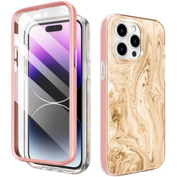 Coque hybride protection 360 iPhone 15 Pro Ahastyle WE13 - Marbre doré