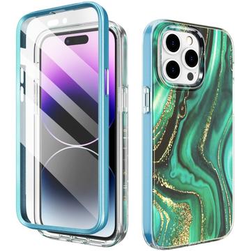 Coque hybride protection 360 iPhone 15 Pro Ahastyle WE13 - Marbre vert