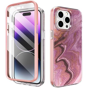Coque hybride protection 360 iPhone 15 Pro Ahastyle WE13 - Marbre violet