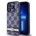 Coque iPhone 15 Pro DKNY Motif à carreaux et rayures - Bleue