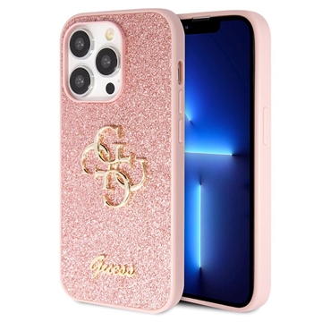 Coque iPhone 15 Pro Guess Fixed Glitter 4G Metal Logo - Rose