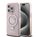 Coque iPhone 15 Pro Hello Kitty IML Ringstand Glitter MagSafe - Rose