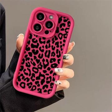 Coque iPhone 15 Pro en TPU à imprimé léopard - Rose vif