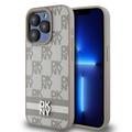 Coque iPhone 15 Pro Max DKNY Motif à carreaux et rayures - Beige