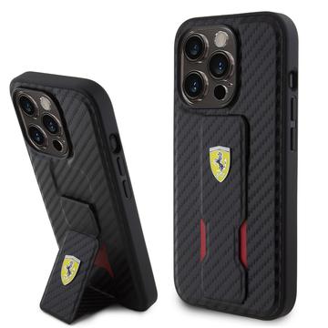 Coque iPhone 15 Pro Max avec Support à Poignée Ferrari Carbon - Noire