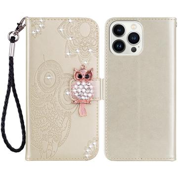 Etui iPhone 15 Pro Max Hibou Strass