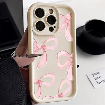 Coque TPU antichoc élégante iPhone 15 Pro Max avec bords relevés - Blanche / Gros nœud
