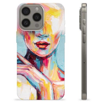 Coque iPhone 15 Pro Max en TPU - Portrait Abstrait