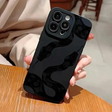 Coque iPhone 15 Pro en TPU à motif de serpent - Noire
