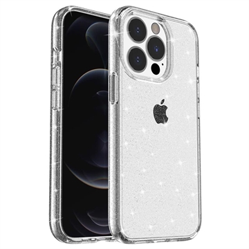 Coque Hybride iPhone 15 Pro - Série Stylish Glitter - Blanc