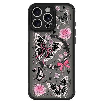 Coque iPhone 15 Pro magnétique protectrice - Papillons / Roses