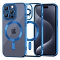 iPhone 15 Pro Tech-Protect MagShine Case - Compatible MagSafe - Transparent / Bleu foncé